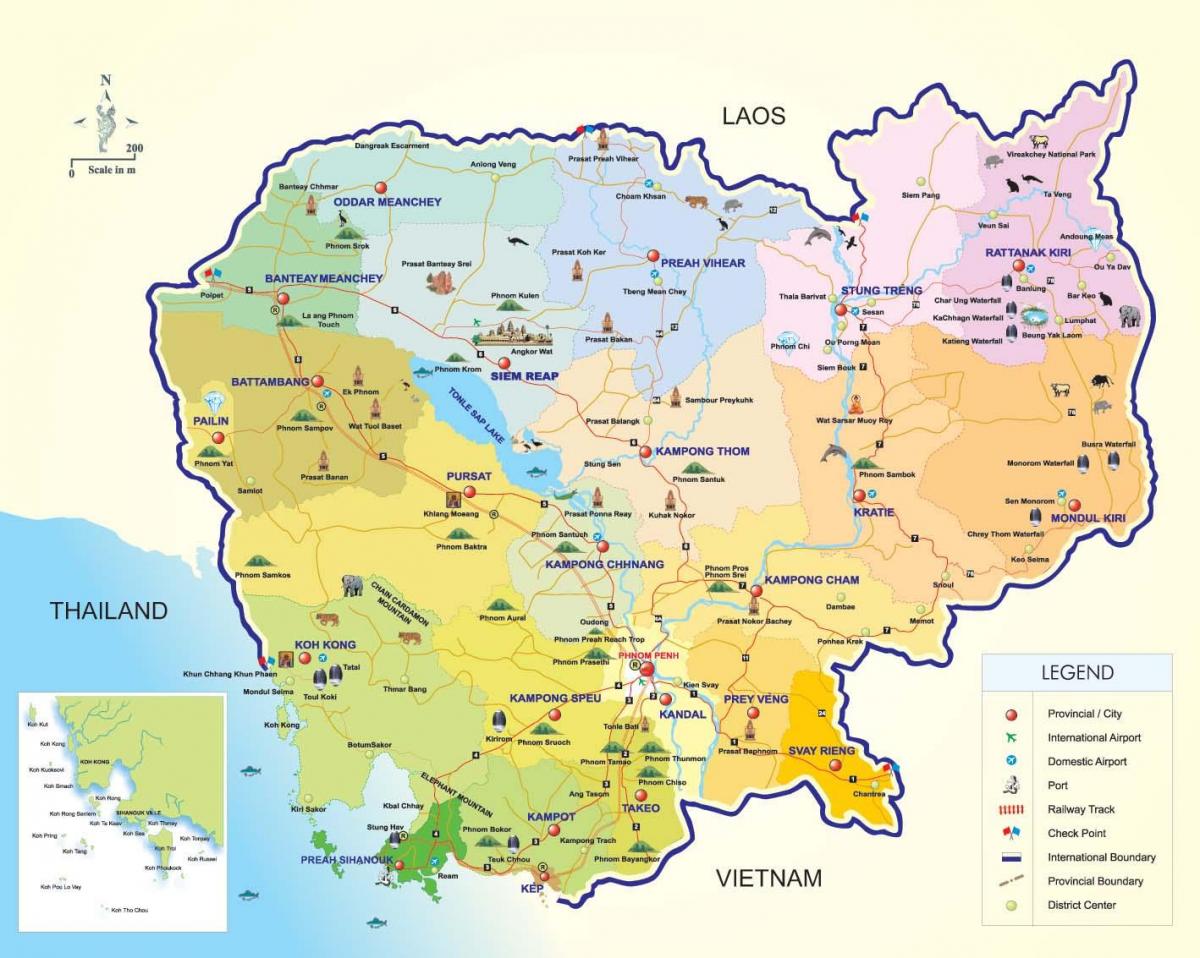 Karta över Kambodja flygplatser