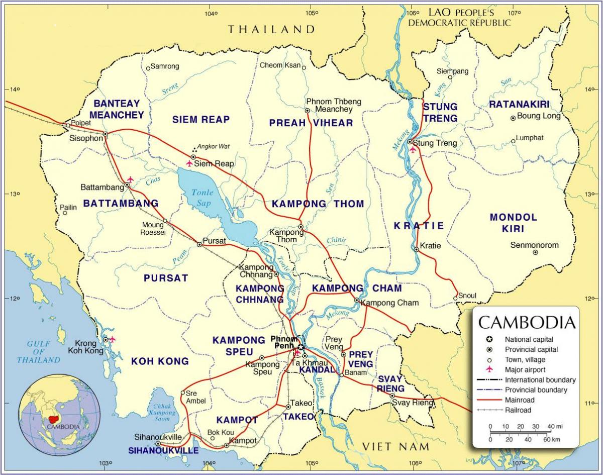 Karta över Kambodja road